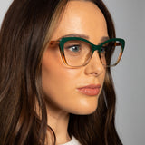 Green Tortoiseshell clear Lens Glasses - svnx
