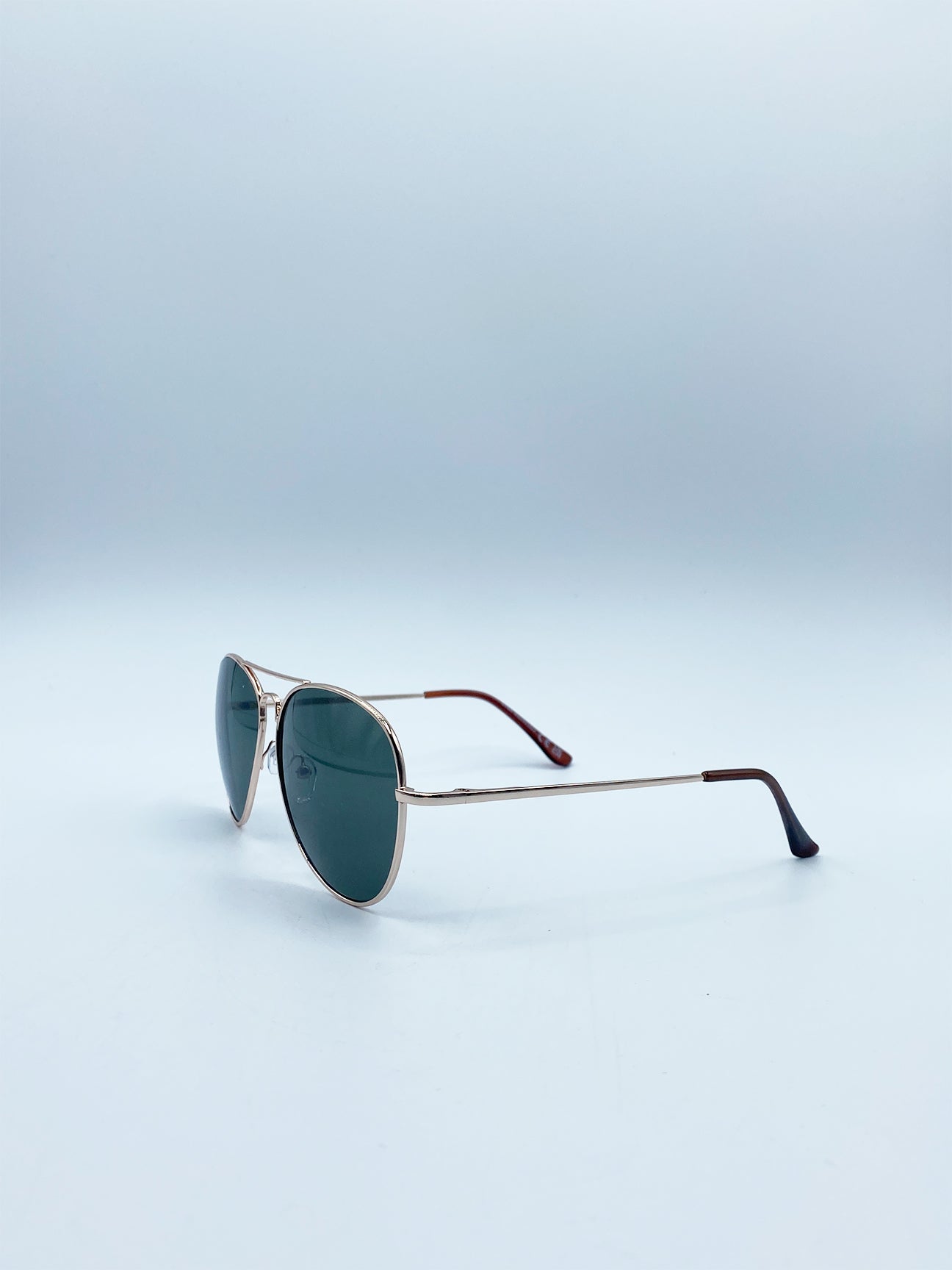 Gold Frame Aviators with Khaki Lenses - svnx