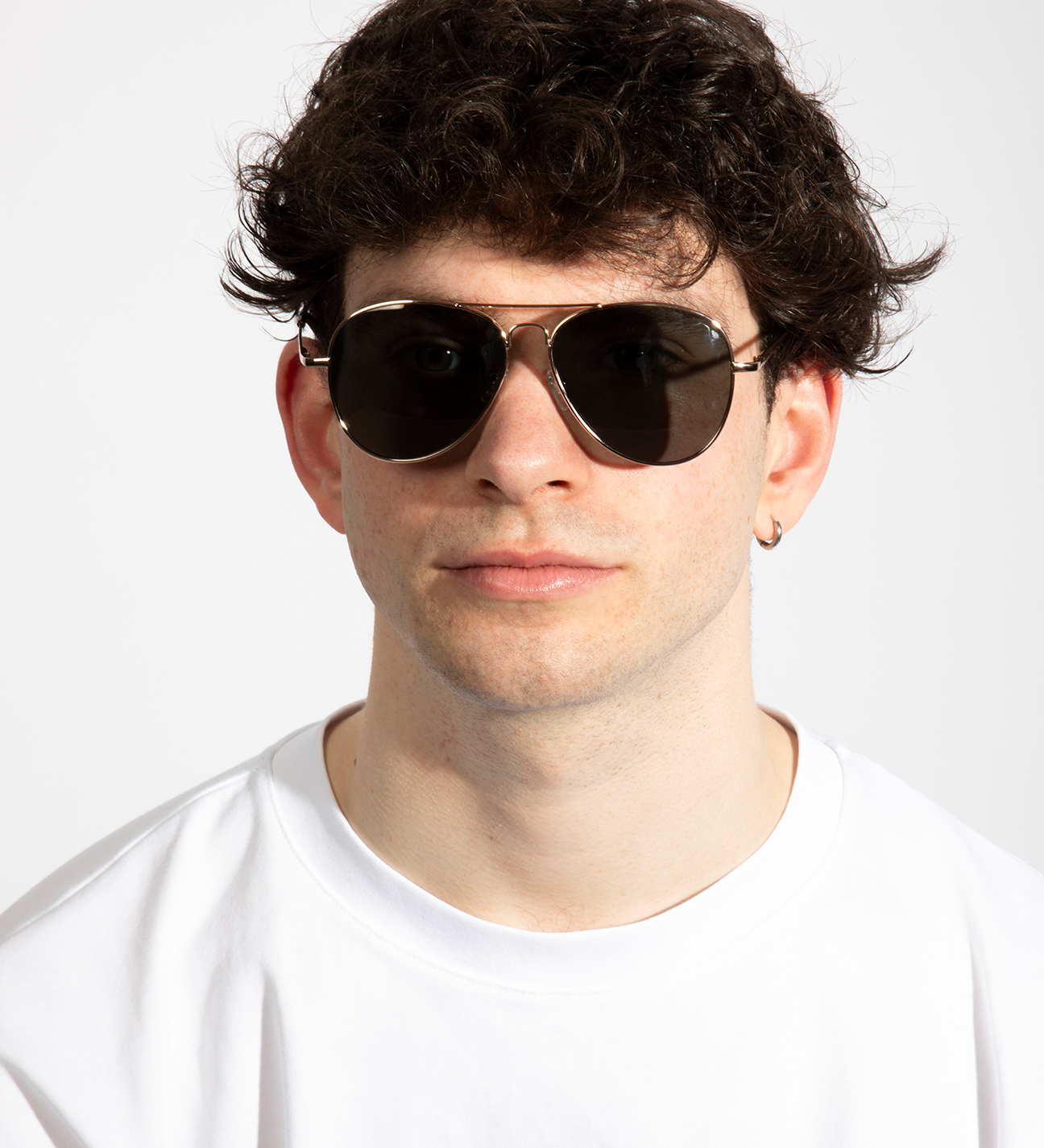 Gold Frame Aviators with Khaki Lenses - svnx
