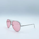 Silver Frame Aviators with Pink Lenses