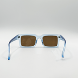 Square Frame Sunglasses in Translucent Blue with Brown Lenses