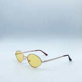 Metal Oval Frame Sunglasses with Orange Lenses