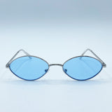 Metal Oval Frame Sunglasses with Blue Lenses