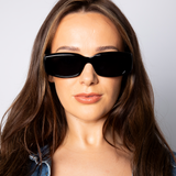 Chunky Rectangle Sunglasses with Extra Wide Arms in Black