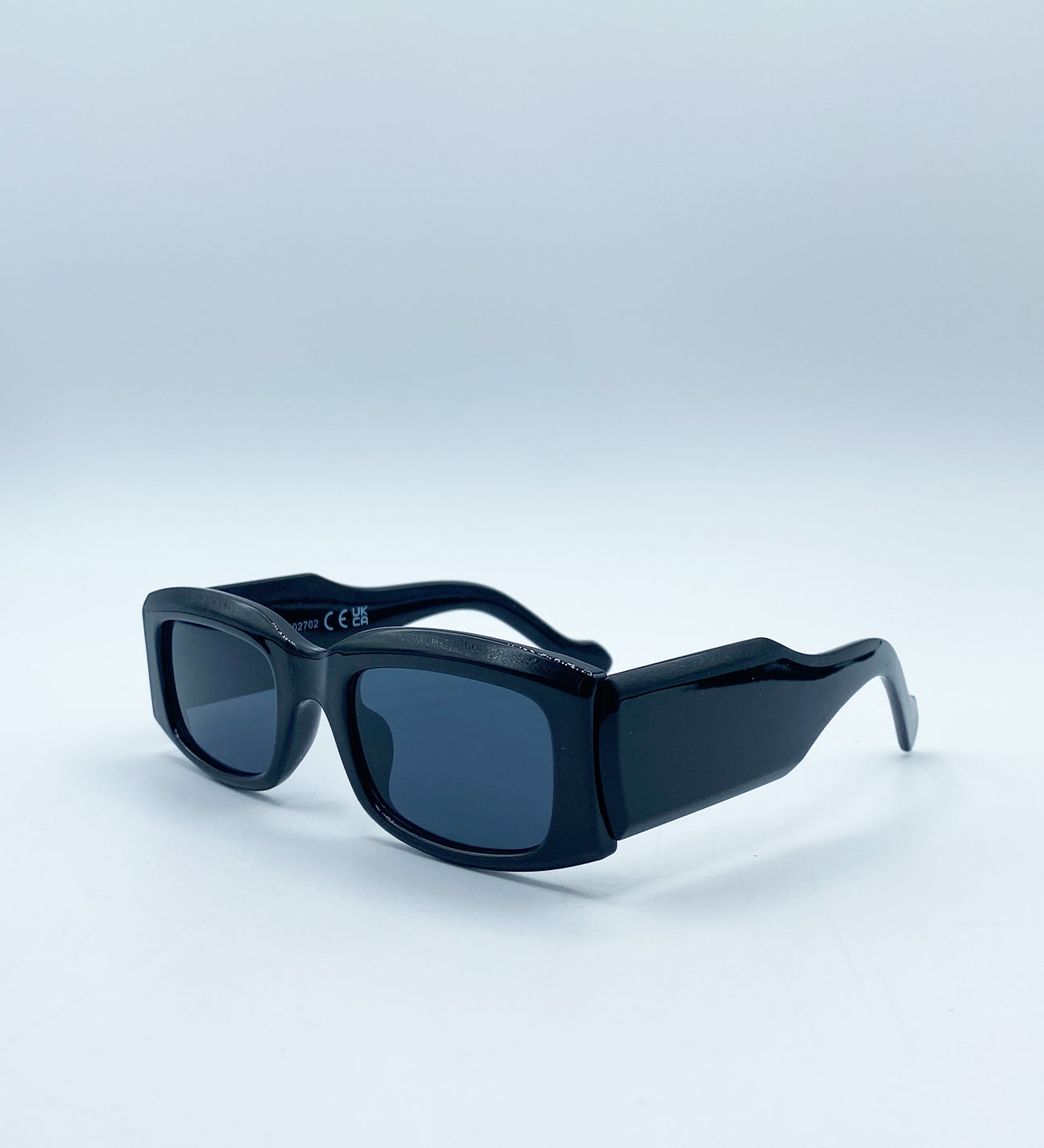 Chunky Rectangle Sunglasses with Extra Wide Arms in Black