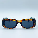 Chunky Rectangle Sunglasses in Green with Tortoiseshell Arms