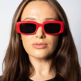 Chunky Rectangle Sunglasses in Red