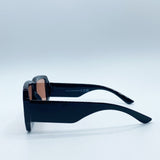 Oversized Square Frame Sunglasses In Black with Orange Lenses