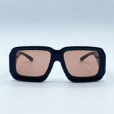 Oversized Square Frame Sunglasses In Black with Orange Lenses