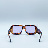 Oversized Square Frame in Brown Tortoiseshell with Purple Lenses