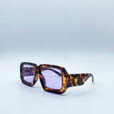 Oversized Square Frame in Brown Tortoiseshell with Purple Lenses