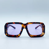 Oversized Square Frame in Brown Tortoiseshell with Purple Lenses