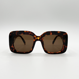 Oversized Square Sunglasses with Diamond Check Print Arm