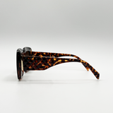 Oversized Square Sunglasses with Diamond Check Print Arm