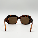 Oversized Square Sunglasses with Diamond Check Print Arm