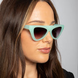 Flat Top Triangular Sunglasses in Mint