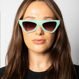 Flat Top Triangular Sunglasses in Mint