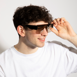 Oversized Flat Top Sunglasses with Mirrored Lens in Black