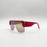 Oversized Flat Top Sunglasses with Mirrored Lens