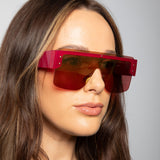 Oversized Flat Top Sunglasses with Mirrored Lens