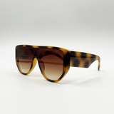 Oversized Flat Top Spotty sunglasses in Brown