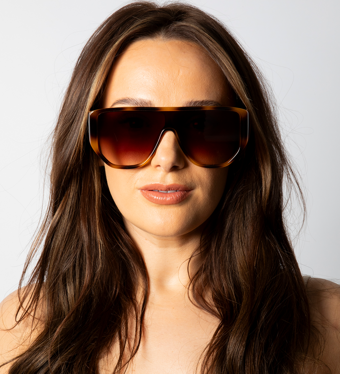 Oversized Flat Top Spotty sunglasses in Brown - svnx