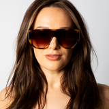 Oversized Flat Top Spotty sunglasses in Brown - svnx