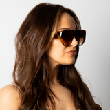 Oversized Flat Top Spotty sunglasses in Brown - svnx