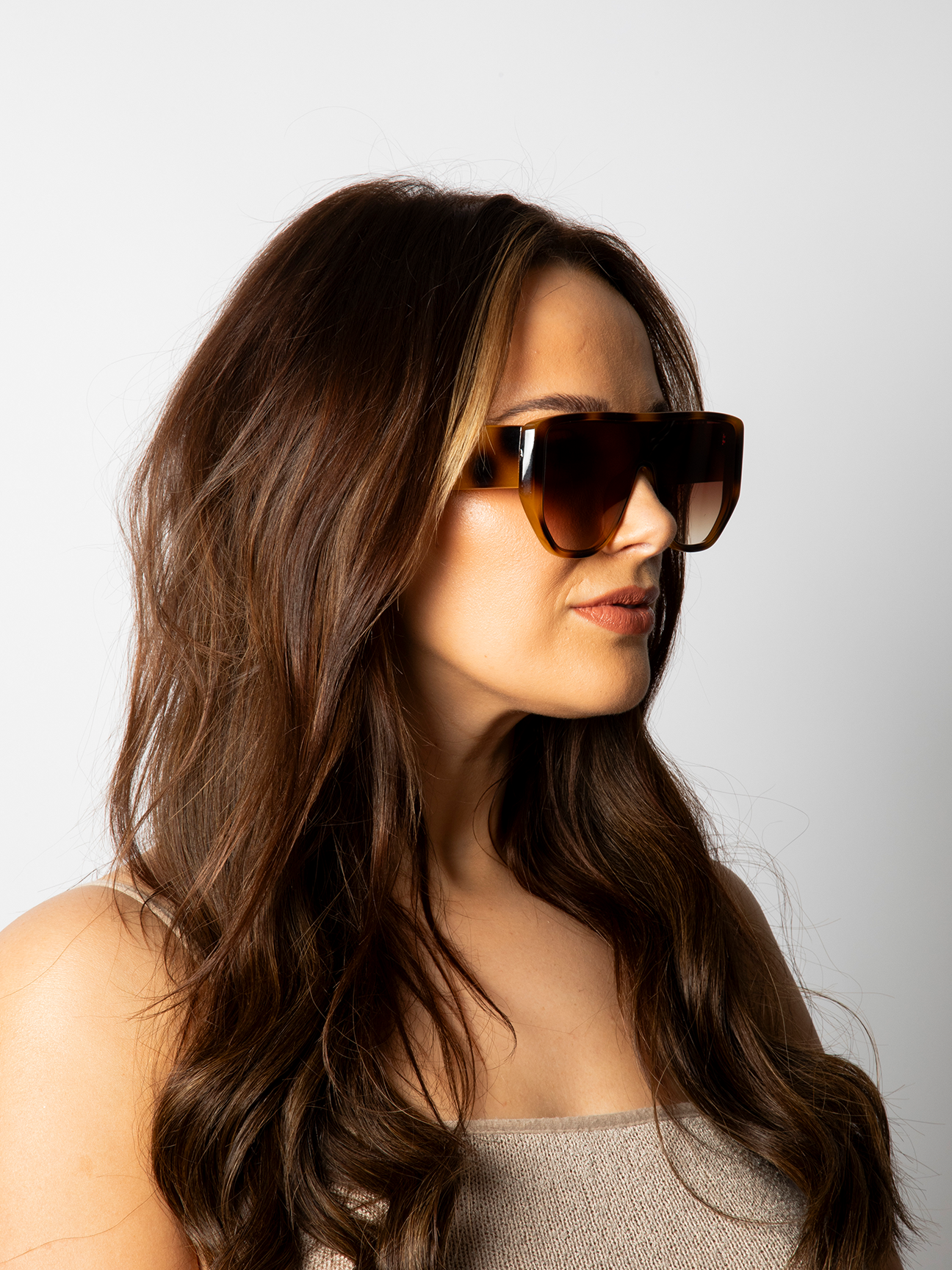 Oversized Flat Top Spotty sunglasses in Brown - svnx