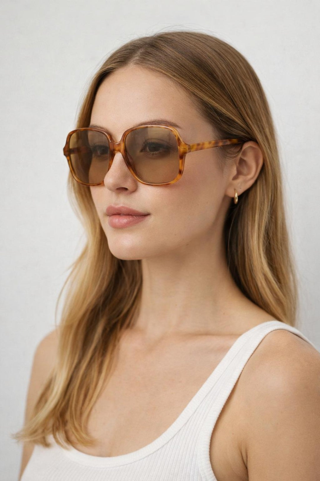 Oversized Lightweight Square Frame Sunglasses in Burnt Orange - svnx