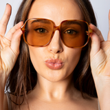 Oversized Lightweight Square Frame Sunglasses in Burnt Orange