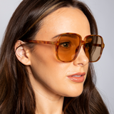 Oversized Lightweight Square Frame Sunglasses in Burnt Orange