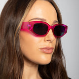 Angular Sunglasses in Translucent Hot Pink