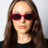 Angular Sunglasses in Translucent Hot Pink