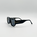 Oval Sunglasses with Wide Arm in Black