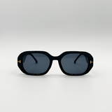 Oval Sunglasses with Wide Arm in Black