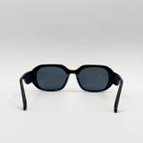 Oval Sunglasses with Wide Arm in Black