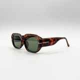 Oval Sunglasses with Wide Arm in Tortoiseshell