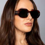 Oval Sunglasses with Wide Arm in Tortoiseshell