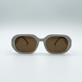 Oval Sunglasses with Wide Arm in Cream