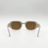 Oval Sunglasses with Wide Arm in Cream