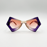 2 Tone Angular Sunglasses in Purple