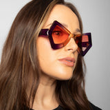 2 Tone Angular Sunglasses in Purple