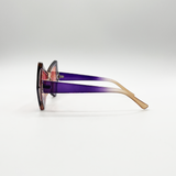 2 Tone Angular Sunglasses in Purple