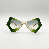 2 Tone Angular Sunglasses in Green