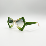 2 Tone Angular Sunglasses in Green