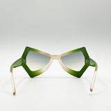 2 Tone Angular Sunglasses in Green