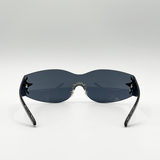 Wrap Around Racer Sunglasses with Star Hinge Detail in Black