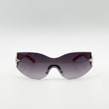 Wrap Around Racer Sunglasses with Star Hinge Detail in Pink