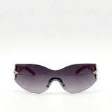 Wrap Around Racer Sunglasses with Star Hinge Detail in Pink